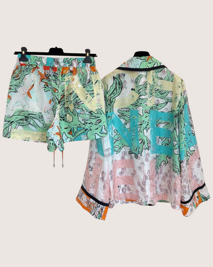 Chanel 26M Coco Beach Jacket & Shorts Set Blue, Multicolor FR 34
