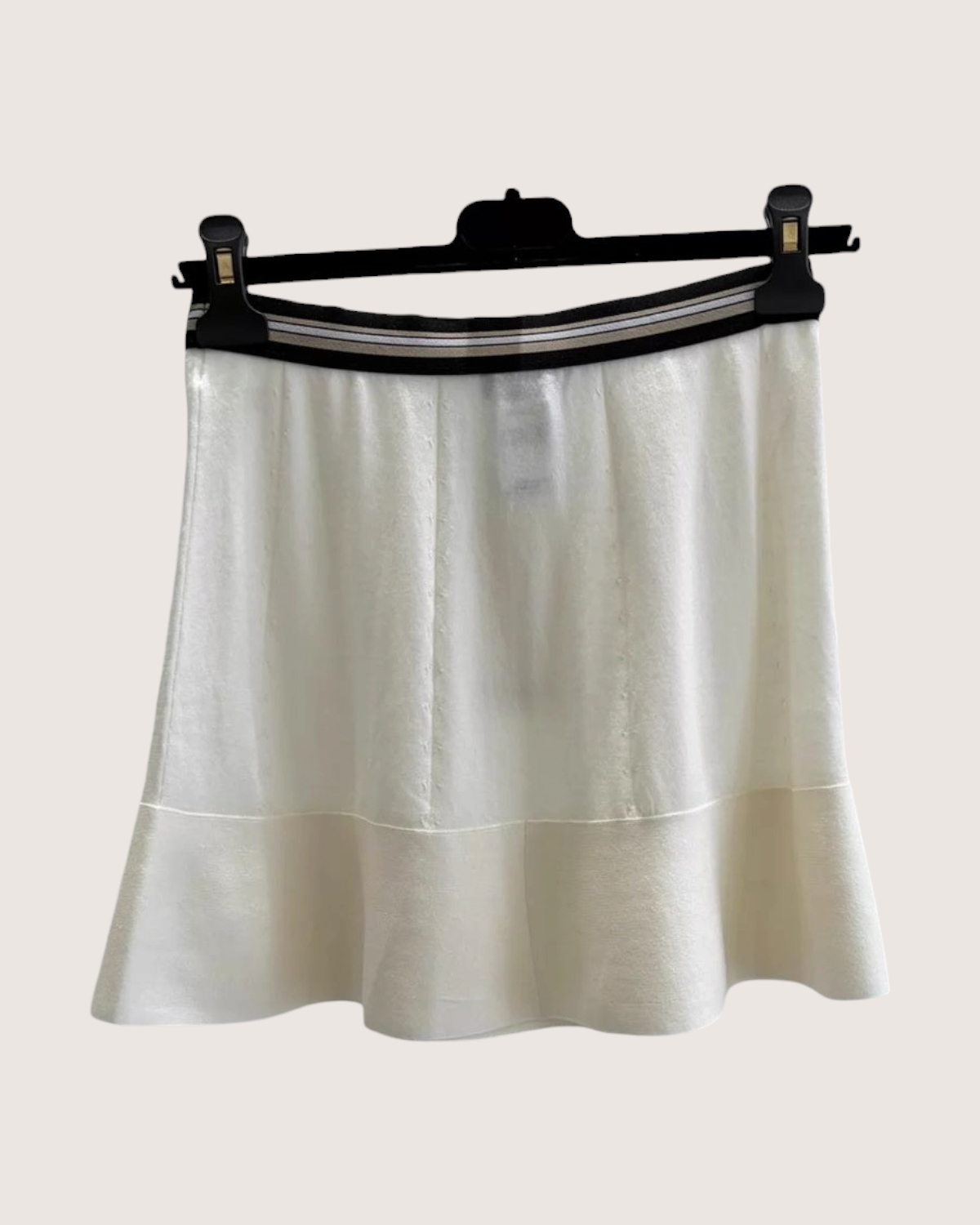 Chanel 26P Knit Mini Skirt Beige/Ecru, Black, Gold FR 36