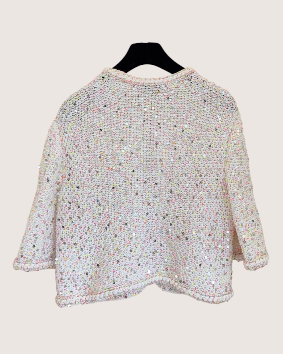 Chanel 24P Sequin Cardigan White, Pink, Multicolor FR 34