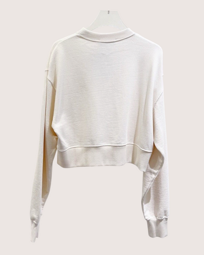 Miu Miu Crystal Logo Sweatshirt Beige/Ecru, Green FR 34