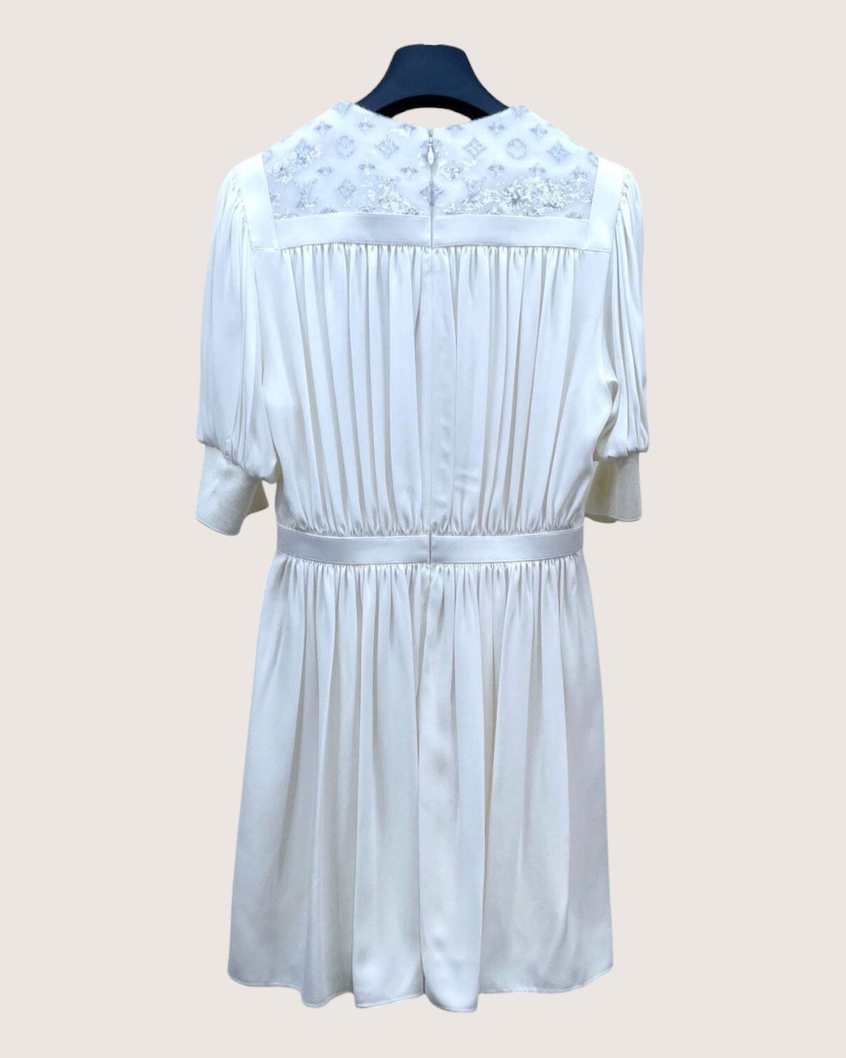 Louis Vuitton Sequin Monogram Mini Dress White, Silver FR 36