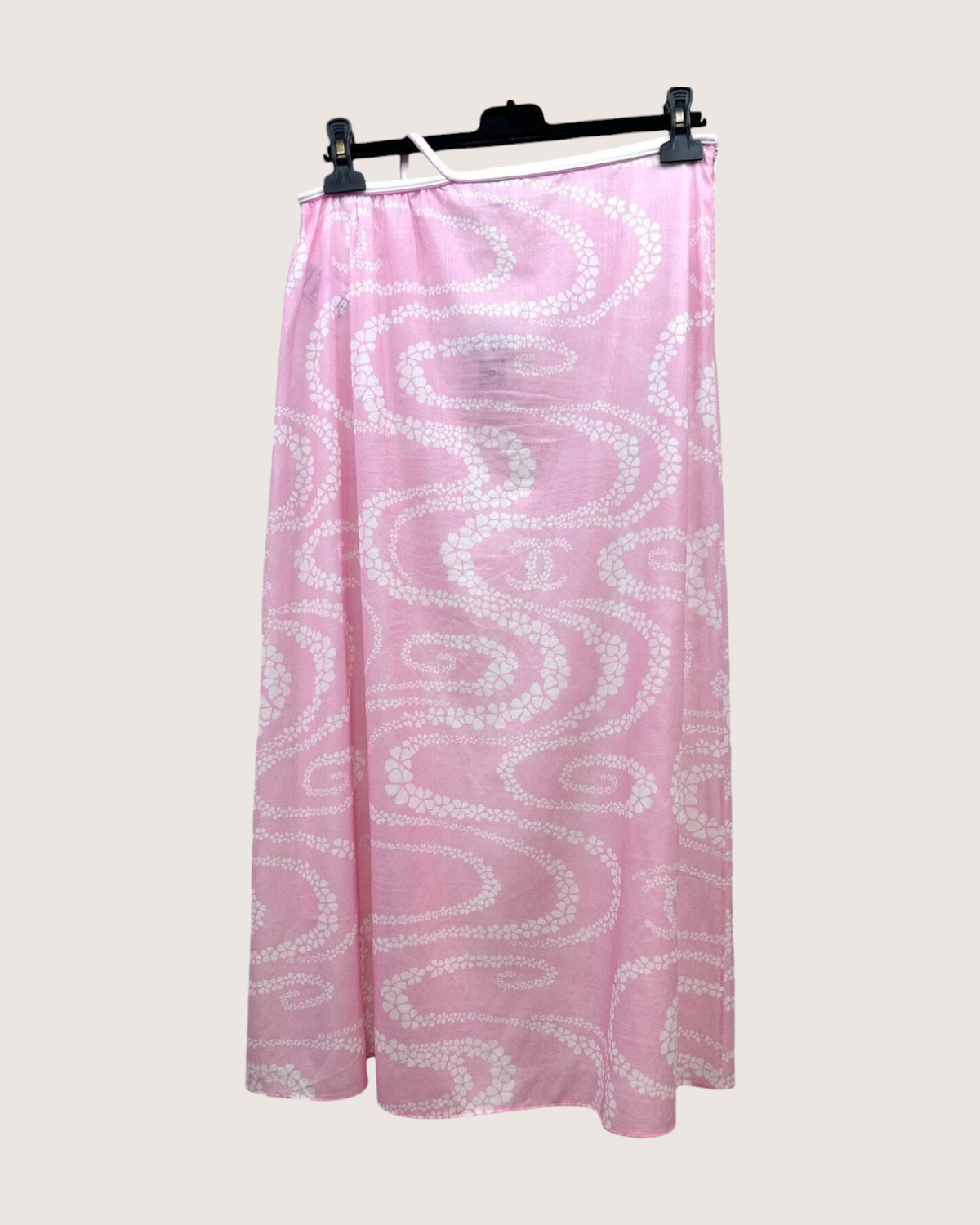 Chanel 25M Coco Beach Tie-Waist Maxi Skirt Pink, White FR 36