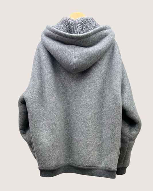 Miu Miu Wool Fleece-Lined Hooded Jacket Grey IT 38