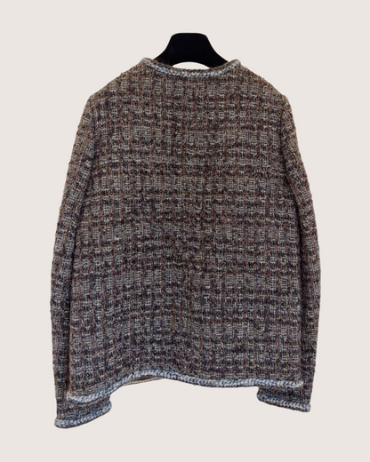 Chanel 18K Tweed Two-Pocket Jacket Brown, Grey, Multicolor FR 36