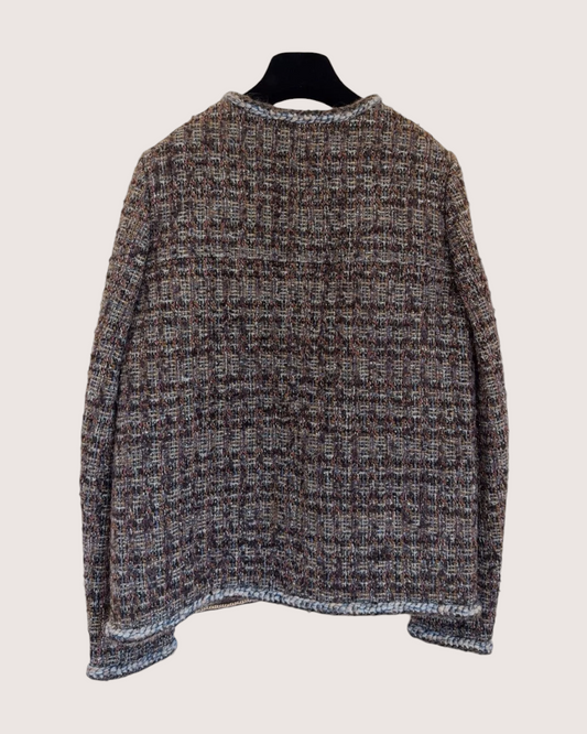 Chanel 18K Tweed Two-Pocket Jacket Brown, Grey, Multicolor FR 36
