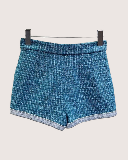 Chanel Tweed Shorts Blue, White FR 34