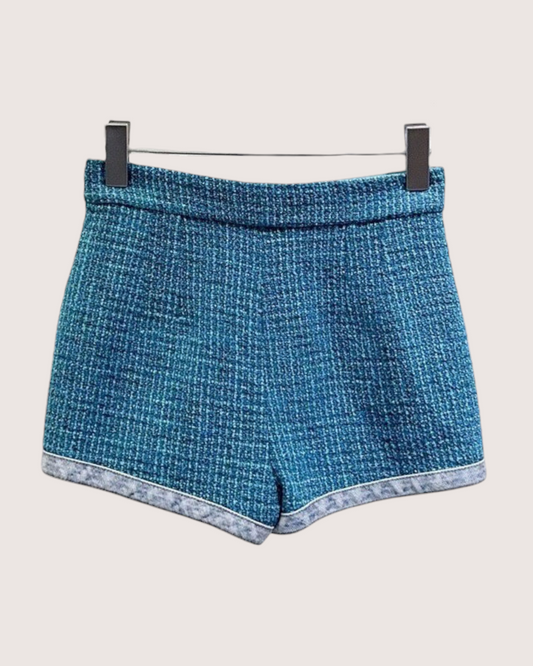 Chanel Tweed Shorts Blue, White FR 34
