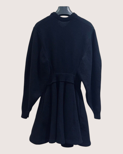 Celine Wool Belted Mini Dress Black FR 34