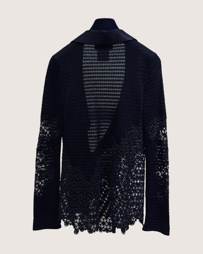 Chanel Crochet Lace Cardigan Black FR 34