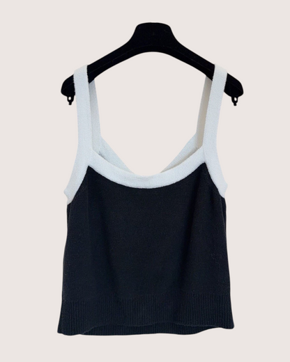 Chanel 23P Strappy Top Black, White FR 40