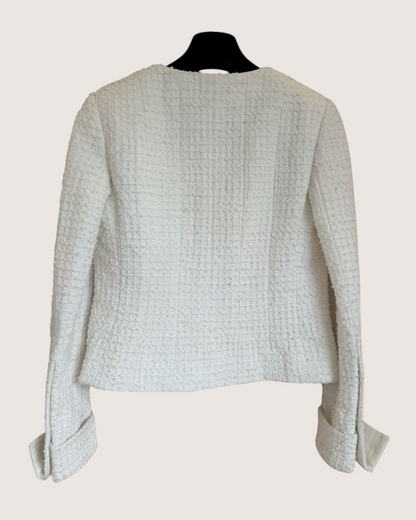 Chanel 22C Four-Pocket Tweed Jacket White FR 34