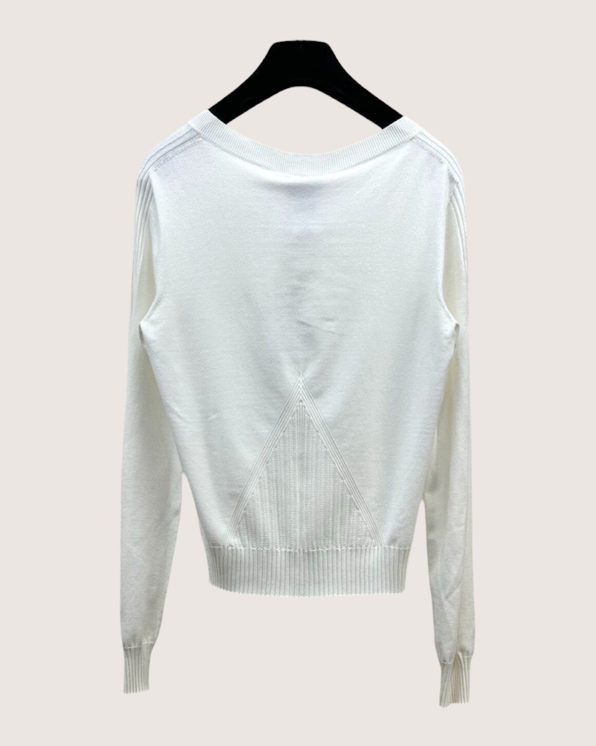 Chanel 24B Openwork-Panel Cardigan White FR 38