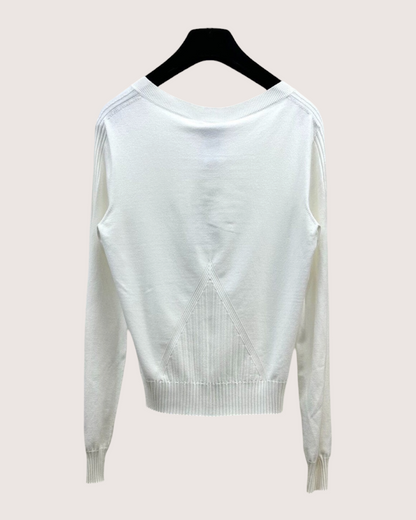 Chanel 24B Openwork-Panel Cardigan White FR 38