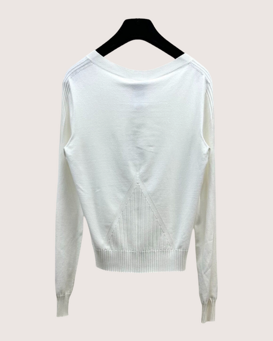 Chanel 24B Openwork-Panel Cardigan White FR 38
