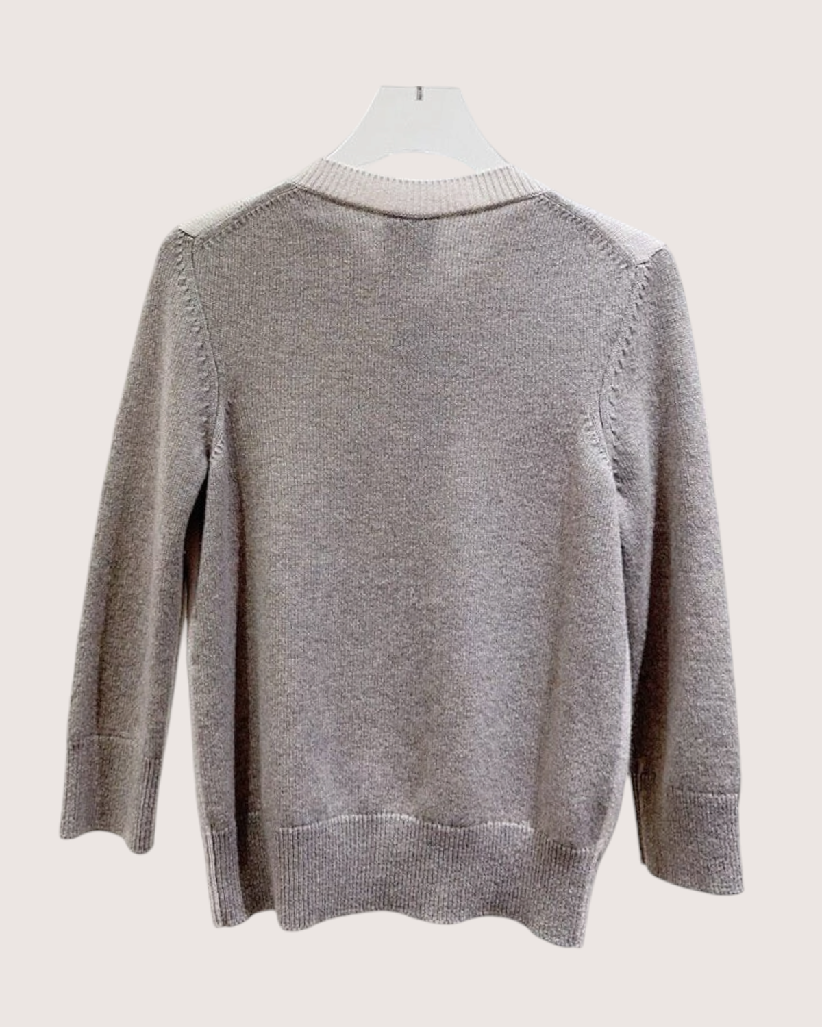 Chanel Colorblock Cashmere Cardigan Beige/Ecru, Grey FR 34