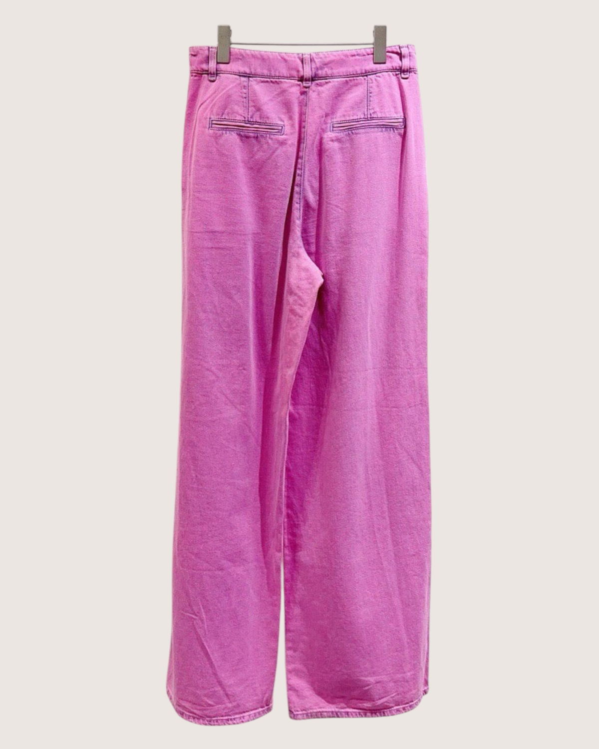 Chanel 21S Wide-Leg Denim Jeans Pink FR 40