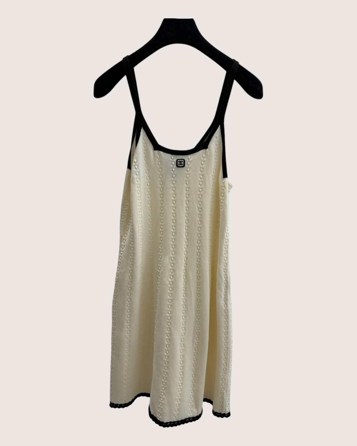 Chanel 26P Crochet Mini Dress Beige/Ecru, Black FR 36