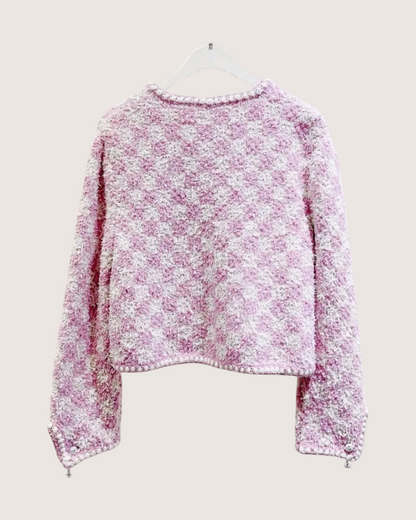 Chanel 23S Cropped Tweed Jacket Pink, White, Multicolor FR 38