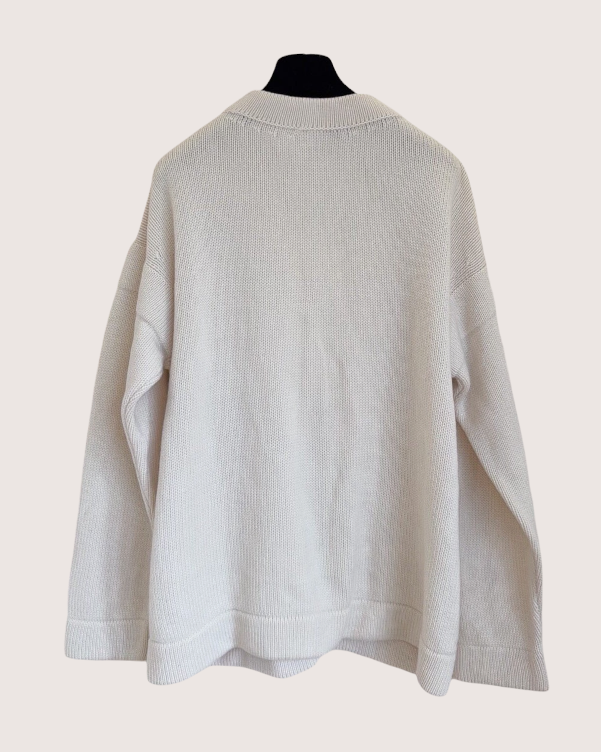 Chanel 22B Cashmere Oversized Patch-Pocket Cardigan Beige/Ecru FR 40