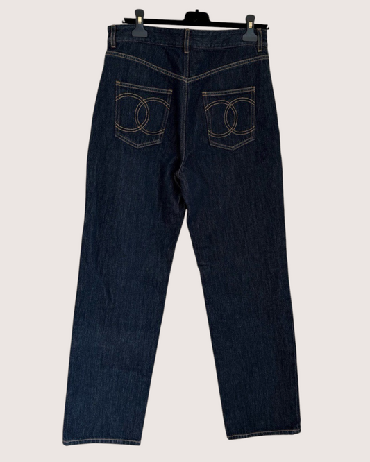 Chanel 25C CC Straight Denim Jeans Navy FR 40
