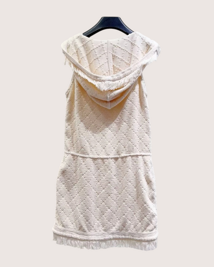 Chanel Hooded Fringe Terry Mini Dress Beige/Ecru FR 36