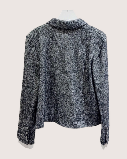 Chanel Tweed Jacket Black, White FR 38
