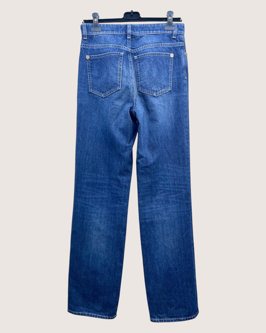 Chanel 25B CC Straight Denim Jeans Blue FR 38