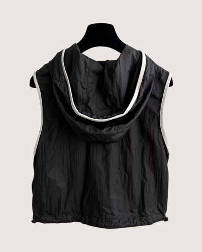 Chanel 26M Coco Beach Hooded Vest Black, Beige/Ecru FR 34