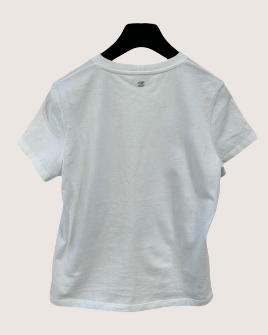 Chanel 23N Coco Neige Heart CC T-Shirt White, Pink, Black FR 36