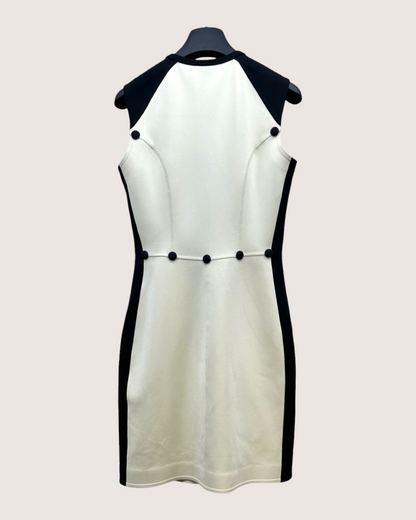 Louis Vuitton Zip-Front Colorblock Mini Dress Beige/Ecru, Black FR 38