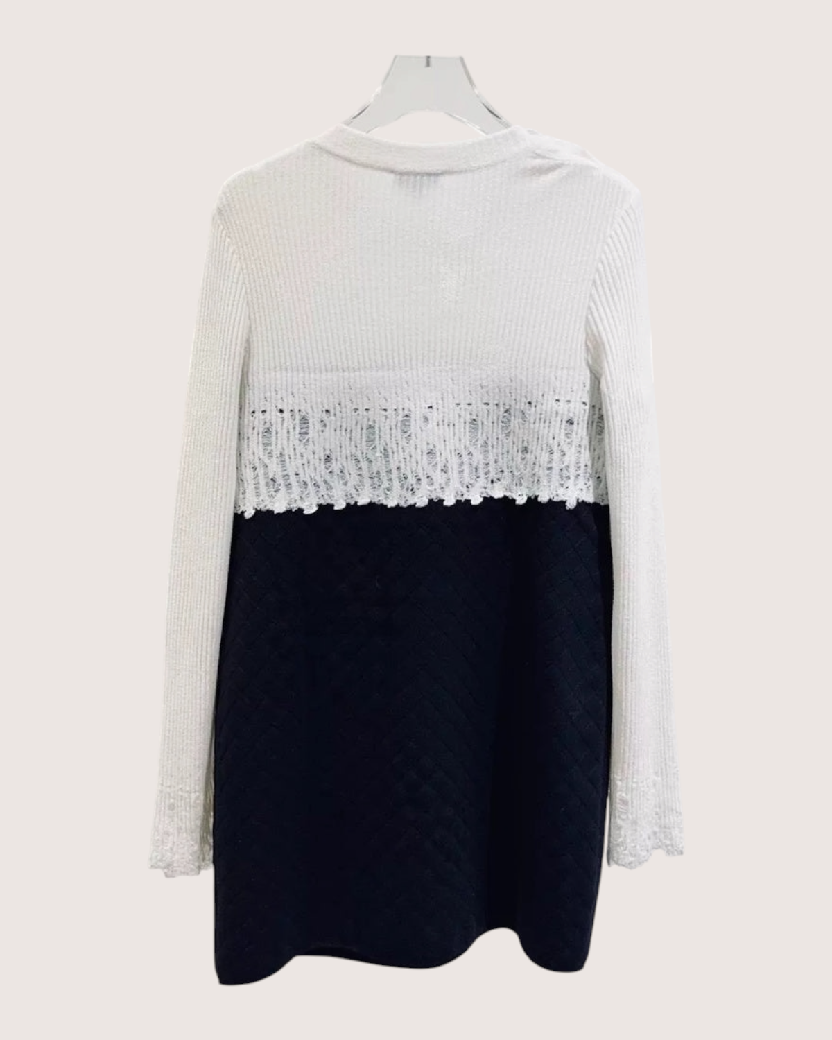 Chanel 20K Two-Tone Wool Mini Dress White, Navy FR 34