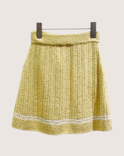 Chanel 22P Tweed Mini Skirt Yellow, White FR 34