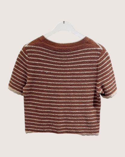 Miu Miu Striped Logo Sweater Brown, Beige/Ecru FR 38