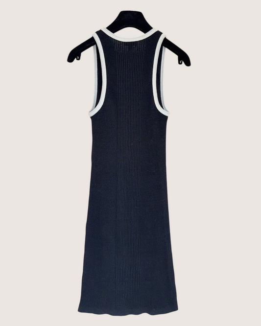 Chanel 26S CC Racerback Mid-Length Dress Black, White FR 38