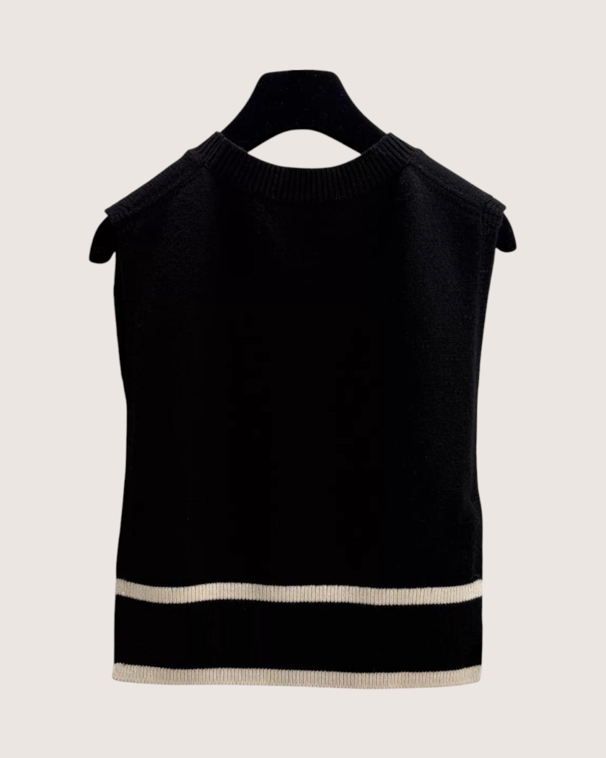 Chanel 26S Cashmere Vest Black, Beige/Ecru One Size