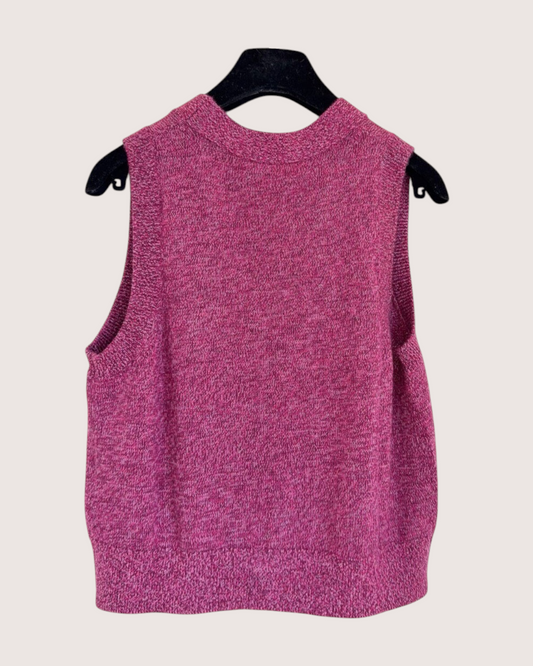 Chanel 24A Beaded Crest Cashmere Vest Pink, Purple FR 36