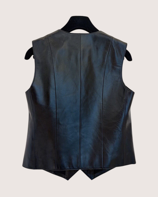 Chanel 25A Leather Four-Pocket Vest Black FR 38