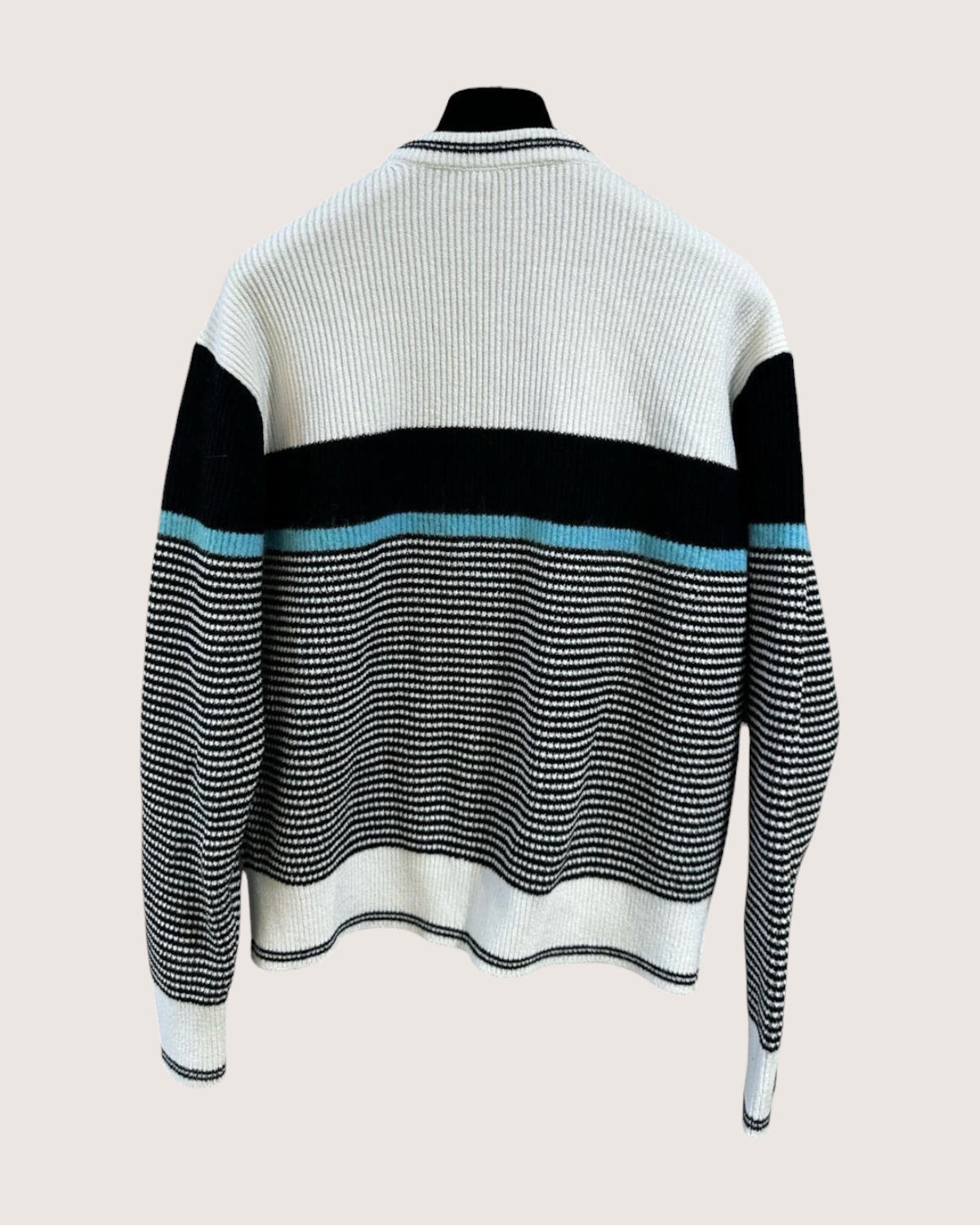 Chanel 22B CC Striped Cardigan White, Black, Blue FR 36