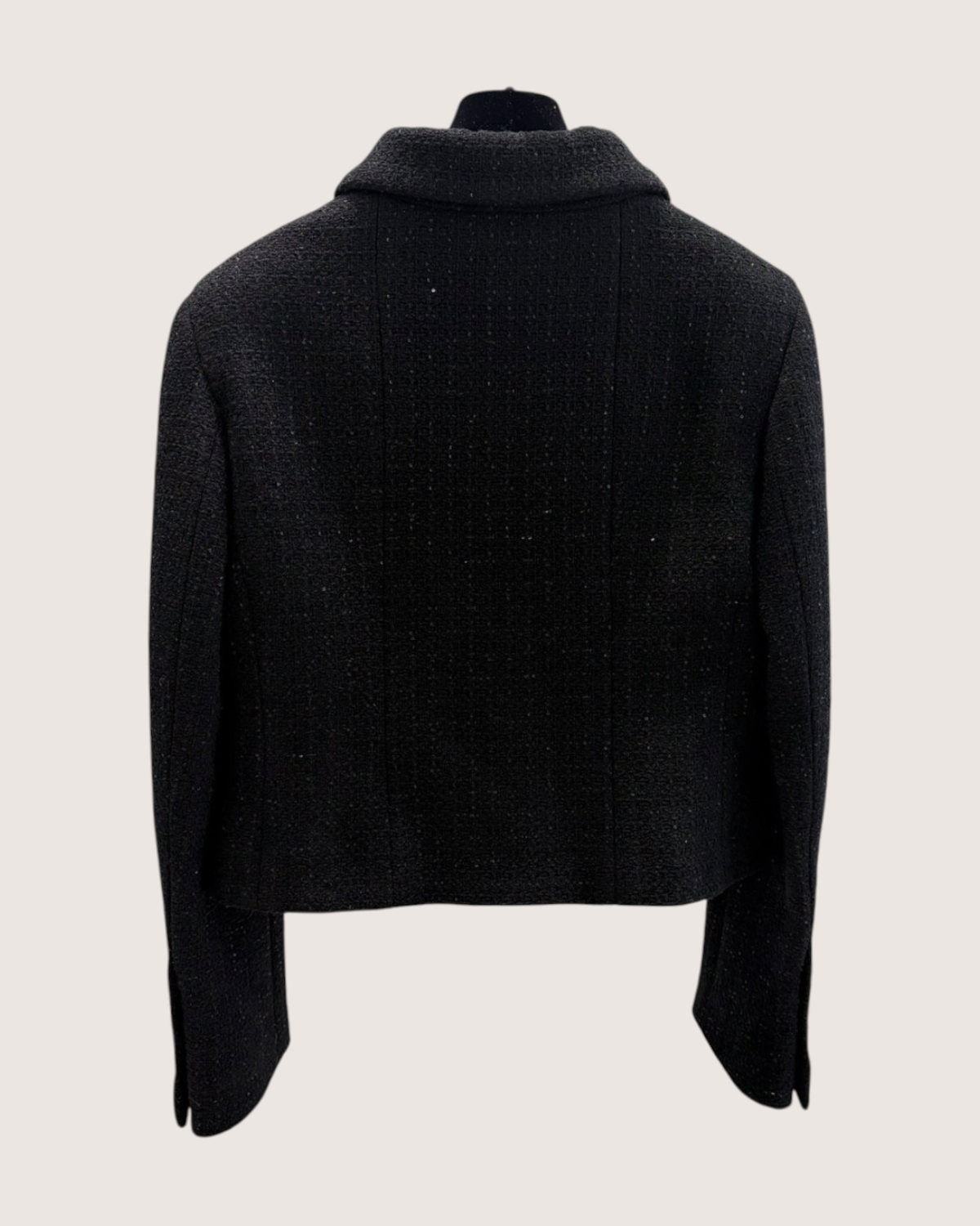 Chanel 25K Sequin Tweed Cropped Jacket Black FR 40