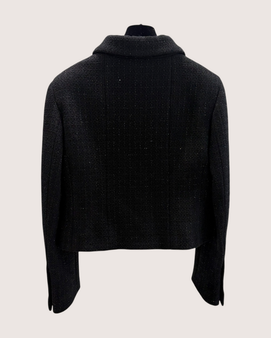 Chanel 25K Sequin Tweed Cropped Jacket - Black, view 2
