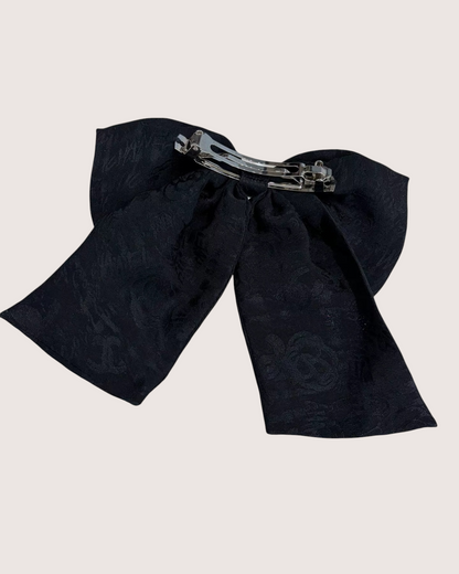 Chanel 24A Silk Bow Brooch Black One Size