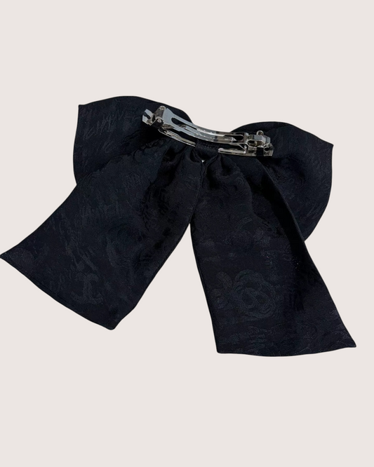 Chanel 24A Silk Bow Brooch - Black, view 2
