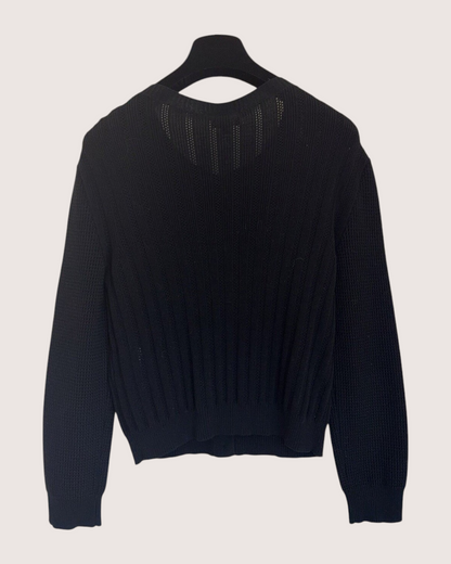 Chanel 21P Ribbed CC Cardigan Black FR 38