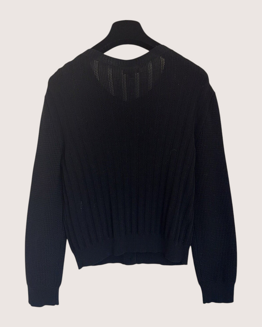 Chanel 21P Ribbed CC Cardigan Black FR 38