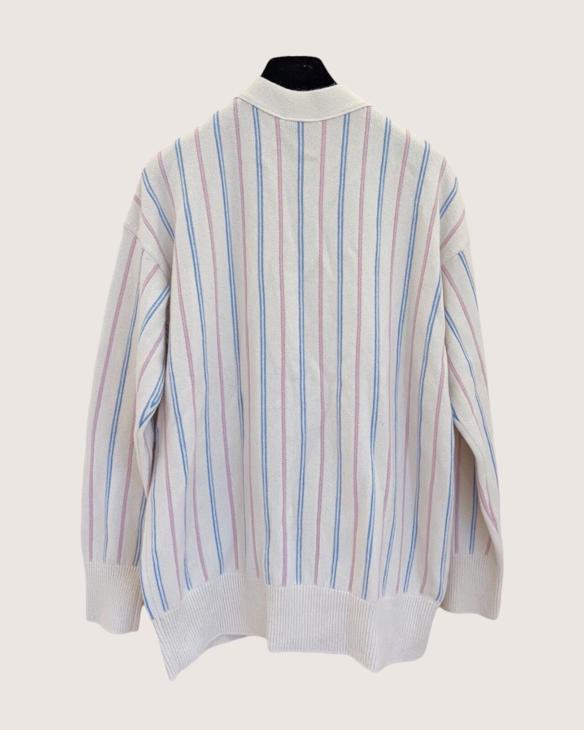 Chanel 23P Cashmere Striped Cardigan Beige/Ecru, Blue, Pink FR 36