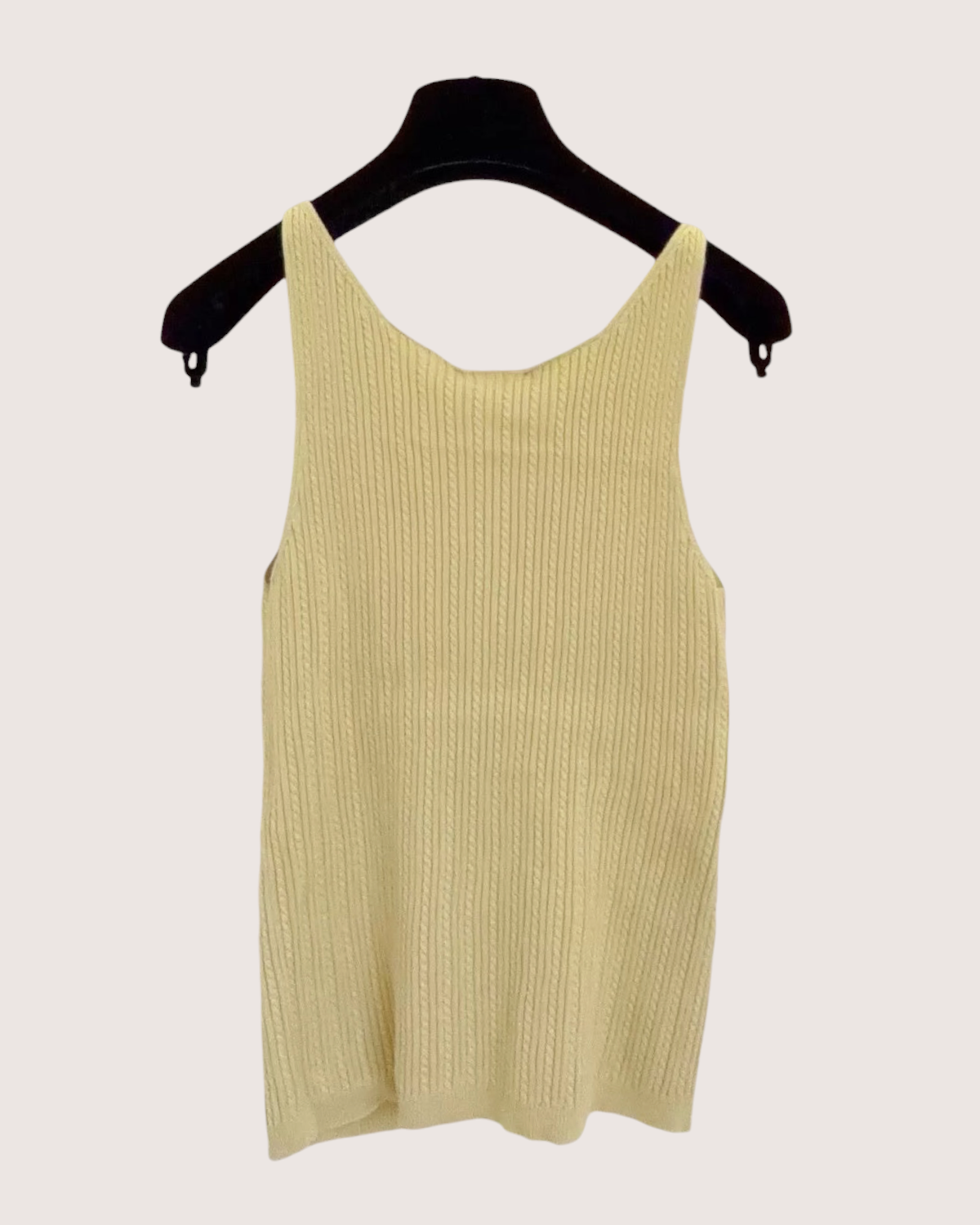 Chanel 22P Cable Button-Front Tank Top Yellow FR 34