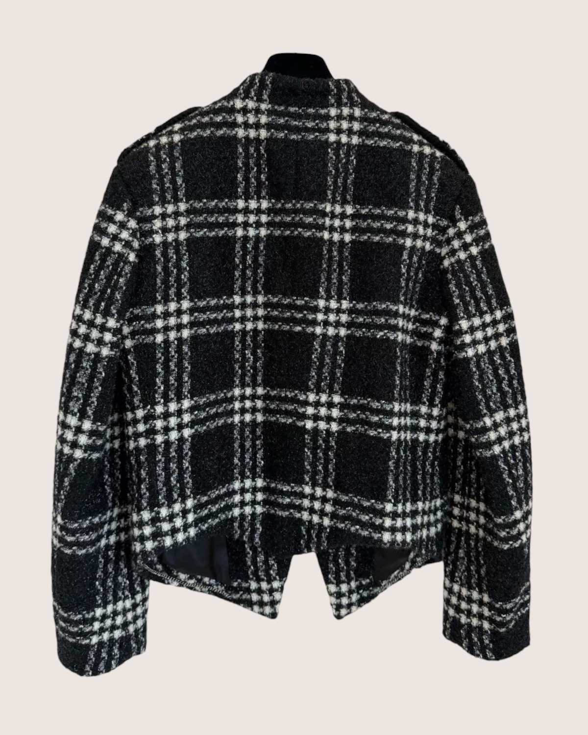 Chanel 22K Plaid Tweed Jacket Black, White FR 34