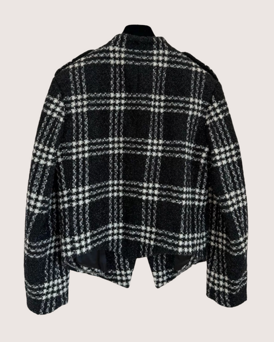 Chanel 22K Plaid Tweed Jacket - Black, White, view 2