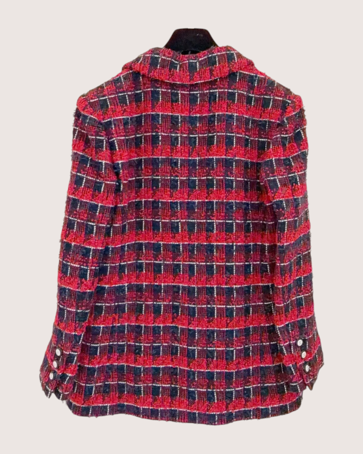 Chanel 24S Plaid Tweed Jacket Red, Navy, White FR 38
