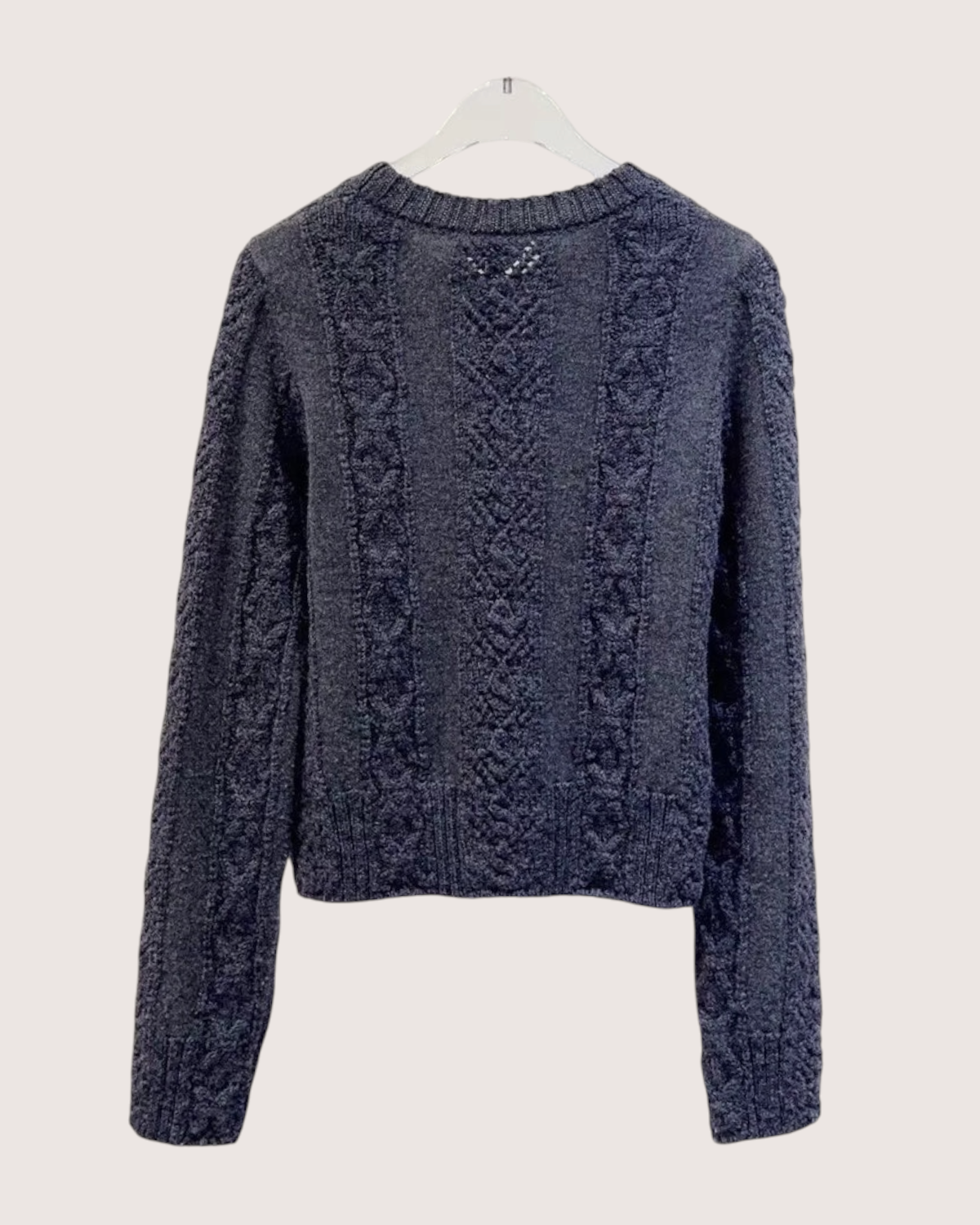 Chanel 24A Wool Cable Sweater Grey FR 34